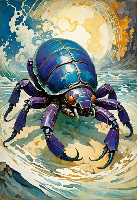 (((crawling four-legged organic biological alien gigantic scarab, tendrils, tendrils, tendrils, tendrils, tentacles, four legs, crawling:1.2))) (((organic, biological))) (((bright purple bright blue and organic grey hue:1.2))., , <lora:add-detail-xl:3>, famous artwork (by john berkey:1.2), (fractal art:1.2), fantasy style,, (by Henry asencio:1.1), (by Josephine Wall:1.1), (by Edgar Degas:1.2), (by Pierre-Auguste Renoir:0.9), (by Claude Monet), (by Vincent Van Gough:), (by J M W Turner), (by Hokusai) and (by James Gurney) , (oil painting), (Art Nouveau), (by Gustav Klimt:), (by Egon Schiele), (by Oskar Kokoschka), (by Alphonse Mucha), (in ukiyo-e art style:0.6), (masterpiece:1.2), (epic composition:1.4), (talent:1.2)