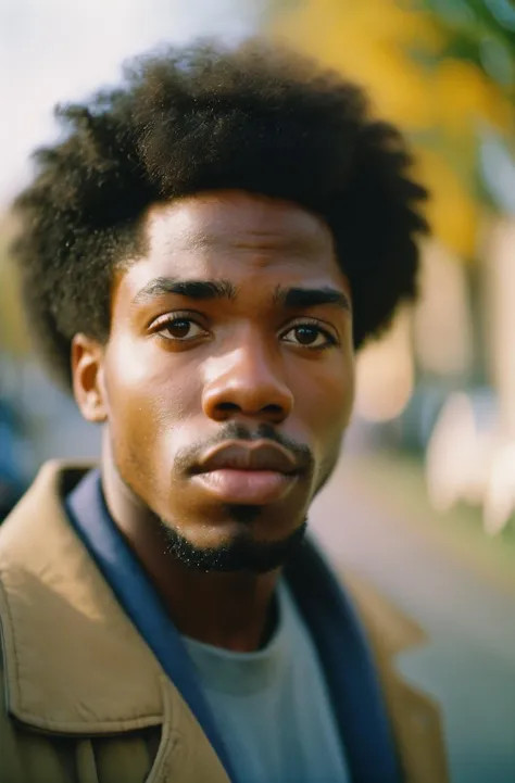 cinematic photo photograph, Kodak portra 800, 25 y.o afro american man, . 35mm photograph, film, bokeh, professional, 4k, highly detailed, a look of shock