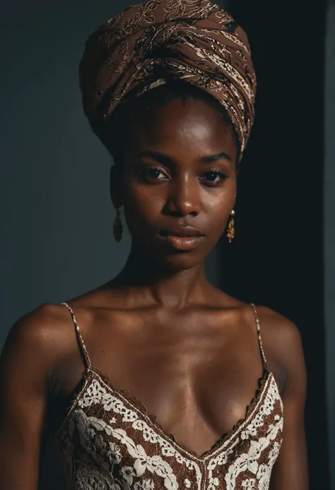 (beauty shot:1.3)real photo of a beautiful 60 jears old blacK woman, with a blue scarf on his head, wearing Kente dress, female,blacK female, standing alone, Breasts huge, glamour, Realistic SKin, lifelike face, Sauvage, bossy, Cradle, squatting down, legs spread open, (Sexy lingerie ), Black Lingerie, (Clear lingerie), lace lingerie, (breasts and labia are visible through underwear: 1.5), and areolas are clearly visible: 1.3), short caramel hair , excitado, provocative, ecstasy(beautiful detailed eyes), (best qualityer), (super verbose), (work of art), (wall-paper), (face detailed), standing alone, (dynamic pose), 1 , 60 jears old blacK woman,blacK wavy hair on the chair, , heterochromic eyes, small spots under the eyes, ((Short apron)), medium breasts, Legs long, Tightens the abdomen, (camel fingers), (), (Well good),(ultra-full HD), (extremely higly detailed), (award winning work of art).K)), por Ray Dozy