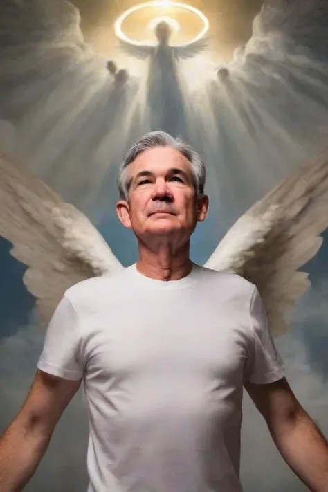 <lora:PE_JPOW:0.8> PEJPOW, jerome powell,
as angel, halo over head