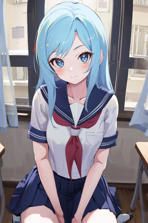 masterpiece, best quality, highres, 1girl <lora:tomo_kunagisa_no_outfit:1> serafuku, school uniform