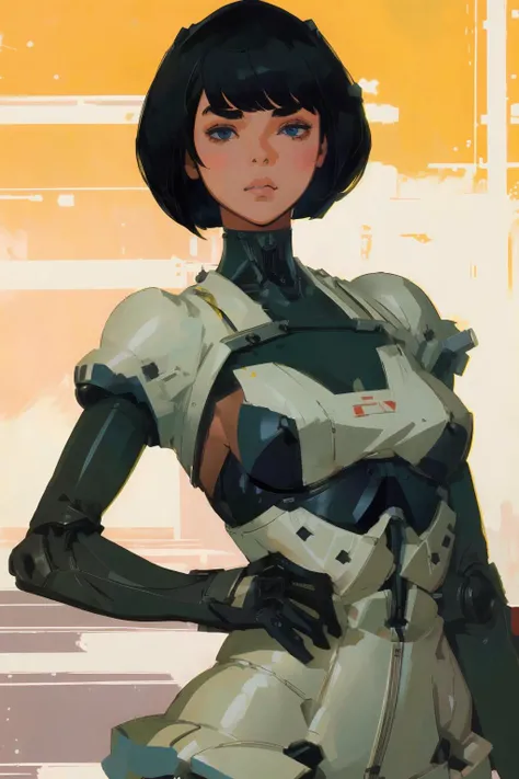 1 woman, bobcut 
Ilya Kuvshinov
 mechanical limbs, 
( best quality, masterpiece )
 <lora:Retro SciFi v.5:0.6>