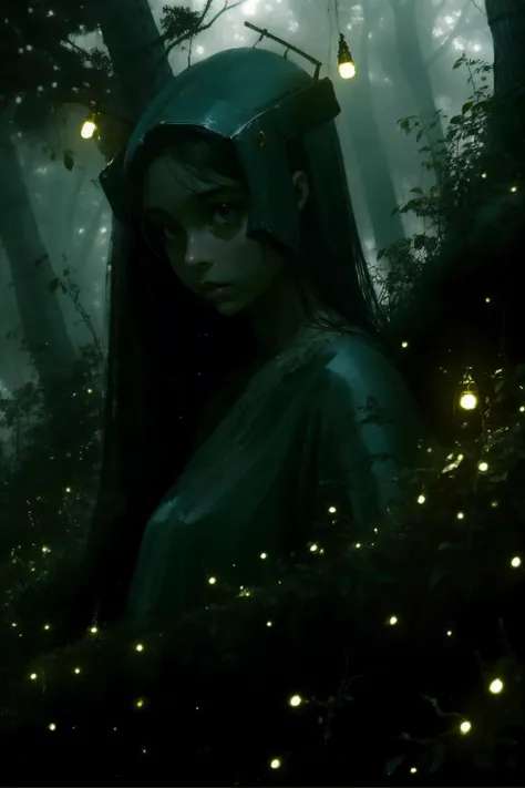 1girl
 fog
forest  
 Paolo Roversi
best light, dramatic lighting
fireflies 
( masterpiece,realistic, photorealistic) (best quality)