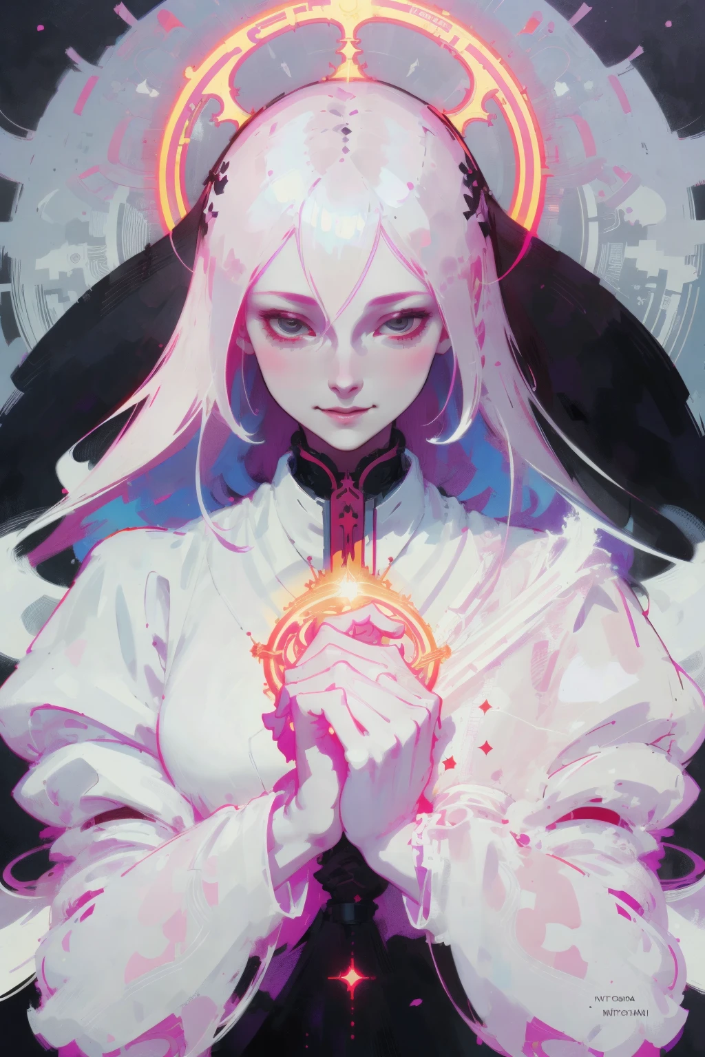 1 woman, priest , smile long hair , high contrast, holy light
best quality, masterpiece,
line art by Tom Bagshaw and Victo Ngai <lora:epiNoiseoffset_v2:1>