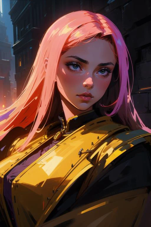 Masterpiece, best quality, a professional portrait illustration of a gorgeous woman in an high fantasy medieval city setting at night, <lora:GoodHands-beta2:1.2>