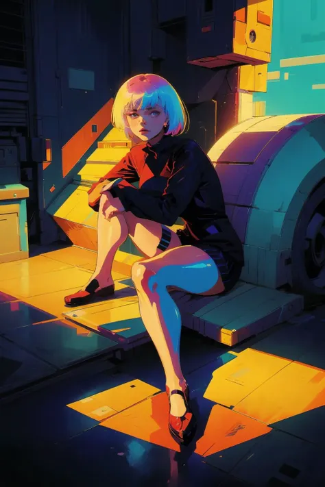 closeup shot of 1 beautiful woman,
sitting on the roof (Sui Ishida, )
adam hughes
dramatic lighting
abstract
city, neon lights
(masterpiece, best quality),