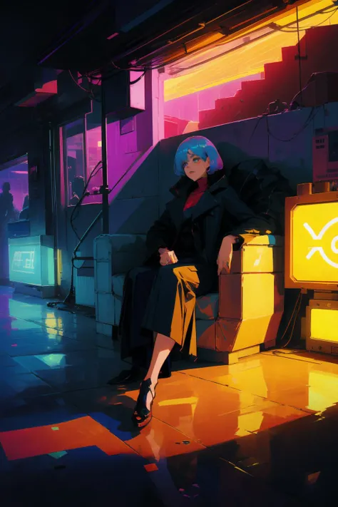 1 beautiful woman, long coat
sitting on the roof (Sui Ishida, )
dramatic lighting
abstract
city, neon lights
(masterpiece, best quality),