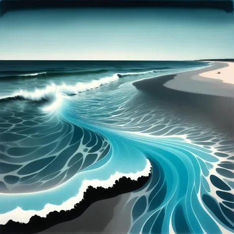 cs-gdblk, beach, glowing glass waves