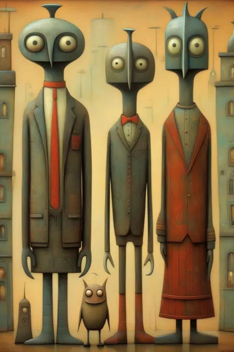 <lora:Shaun Tan Style:1>Shaun Tan Style - old, art deco figures in the style of shaun tan