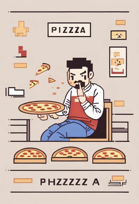 pixel-art best quality, a man eating a pizza in the restaurant <lora:shinyunbok_cute_lora:1> . low-res, blocky, pixel art style, 8-bit graphics