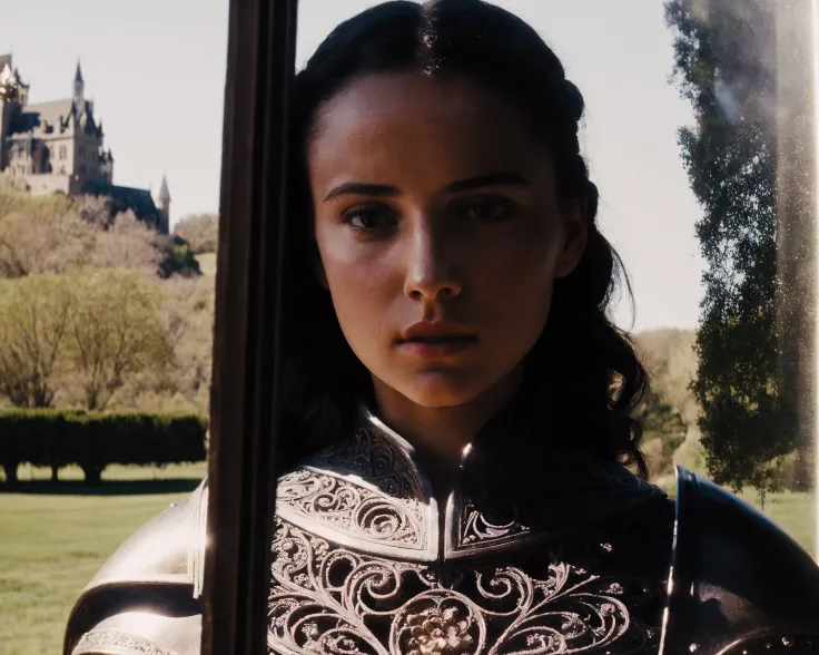 from django <lora:django_unchained_offset:1>, (masterpiece), (extremely intricate:1.3), (realistic), portrait of a girl, the most beautiful in the world, (medieval armor), metal reflections, upper body, outdoors, intense sunlight, far away castle, professional photograph of a stunning woman detailed, sharp focus, dramatic, award winning, cinematic lighting, octane render, unreal engine, volumetrics dtx