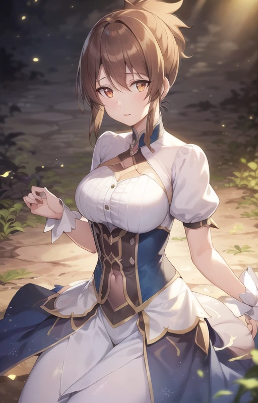 (1girl), solo, (extremely detailed), breasts, detailed hair, brown eyes, best resolution, best quality, ((shining eyes)), outdoors, (((glowing eyes))), ((colorful)), open_clothes, medium breasts, <lora:MarciDotaDragonsBlood_v1:0.8>, blue sleeves and white outfit.very short ponytail, fighting, best resolution, best quality, (Masterpiece), extremely detailed face, Original Character, perfect lighting, best colors, colorful, beautiful, fine detail, ultra high resolution, Natural Volumetric Lighting And Best Shadows, Deep Depth Of Field, (Highest Quality, Amazing Details:1.4)