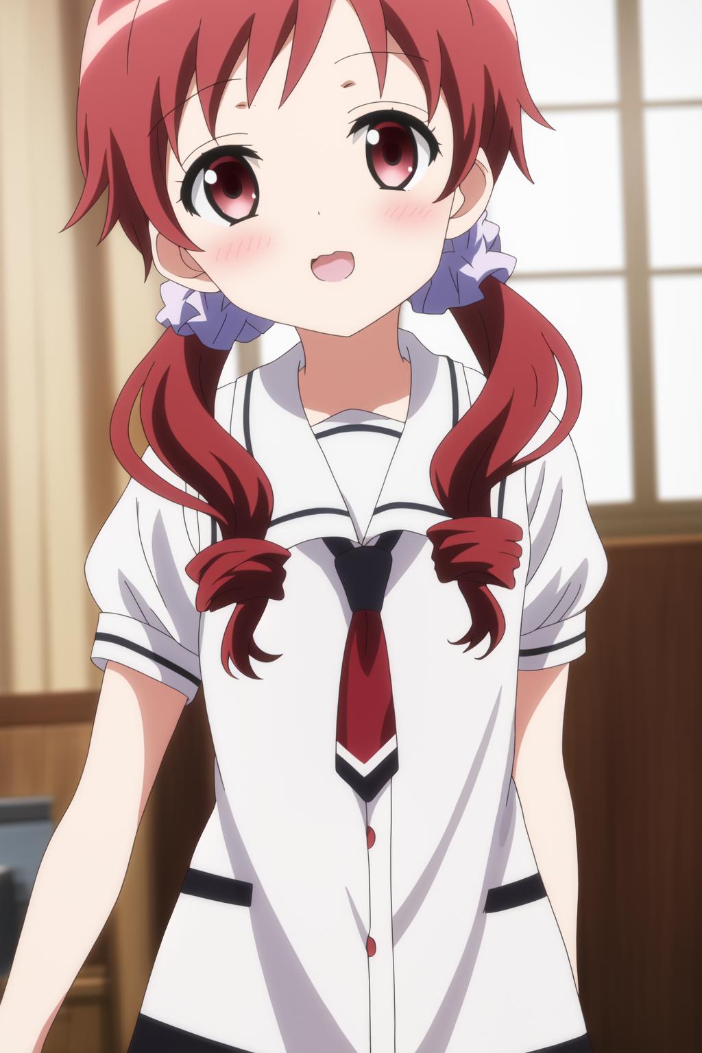 Anime girl with red hair and a white shirt and tie - SeaArt AI