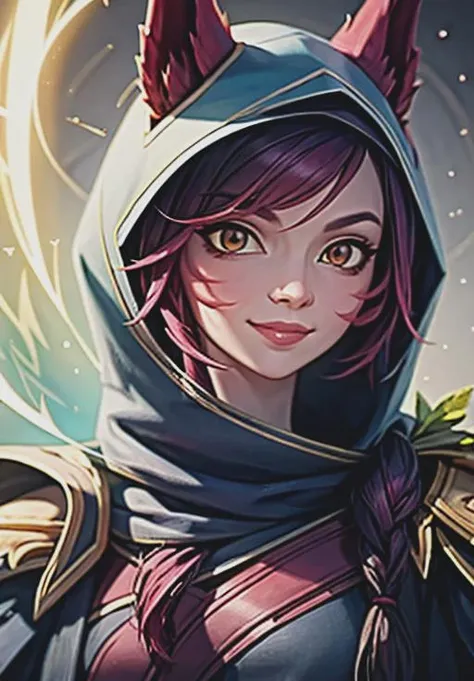 <lora:xayah:0.8>, xayah, smirk, seductive smile, portrait,, (magical, magnificent, masterpiece:1.3)