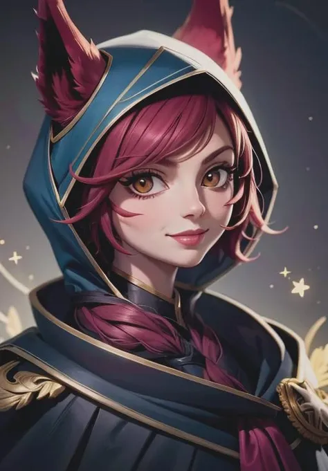 <lora:xayah:0.8>, xayah, smirk, seductive smile, portrait,, (magical, magnificent, masterpiece:1.3)