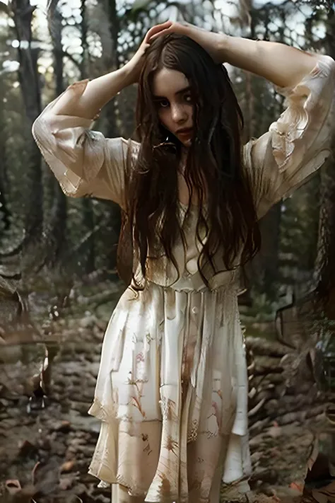 Ring, 1girl, a girl with extremely pale face, wearing a dirty white dress, barefoot. Standing in a forest, (full body shot:1.4).
Photorealistic, realistic, best quality, masterpiece, ultra high res, (photorealistic:1.4), 8K raw photo, (fractal art:1.4), bulb lighting, highly detailed, official art, sharp focus, deep shadow, depth of field, exquisite details and textures, extremely detailed face, detailed eyes.
 <lora:Ring:0.8>