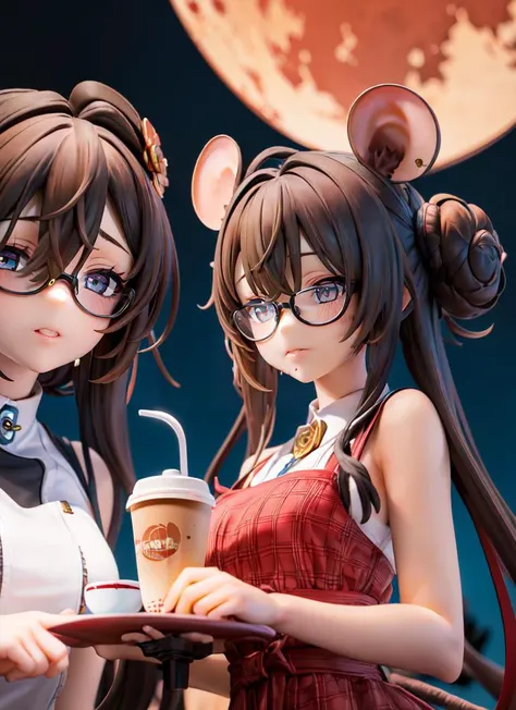 ((best quality)), ((highly detailed)), masterpiece, absurdres, (detailed eyes, deep eyes), (1girl), (glasses), <lora:ZoomLayer:1>, IncrsZmLayer, zoom layer, upper body, (rat girl), rat ears, rat tail, (outside, in a cafe, coffee, (((multiple girls))), midnight, night sky, stars, blood moon), <lora:Erofigurine_style_v04:1>