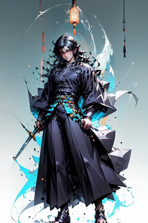 (masterpiece:1.2),best quality,Chinese style,<lora:detailed_eye-10>,
full body,standing,long hair,black hair,bangs,cyb dress,chinese clothes,long sleeves,capelet,frills,frilled dress,wide sleeves,shoes,
closed mouth,hair ornament,<lora:martial arts chivalry_20240326231459:0.8>,single simple background,