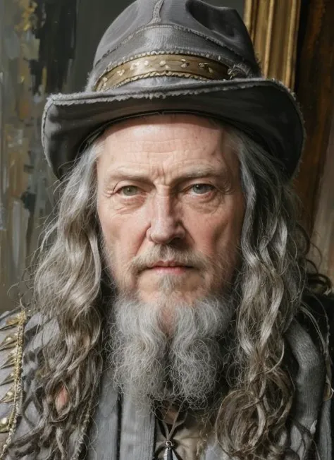 painting of  (cwo1), 1man,  man in grey wizard robes and pointy hat, long grey hair, long bushy beard,  solo, by james gurney, justin gerard, greg rutkowski, oil painting fechin, <lora:fechin:0.3>
  <lora:ChristopherWalkenOld-10:0.8>