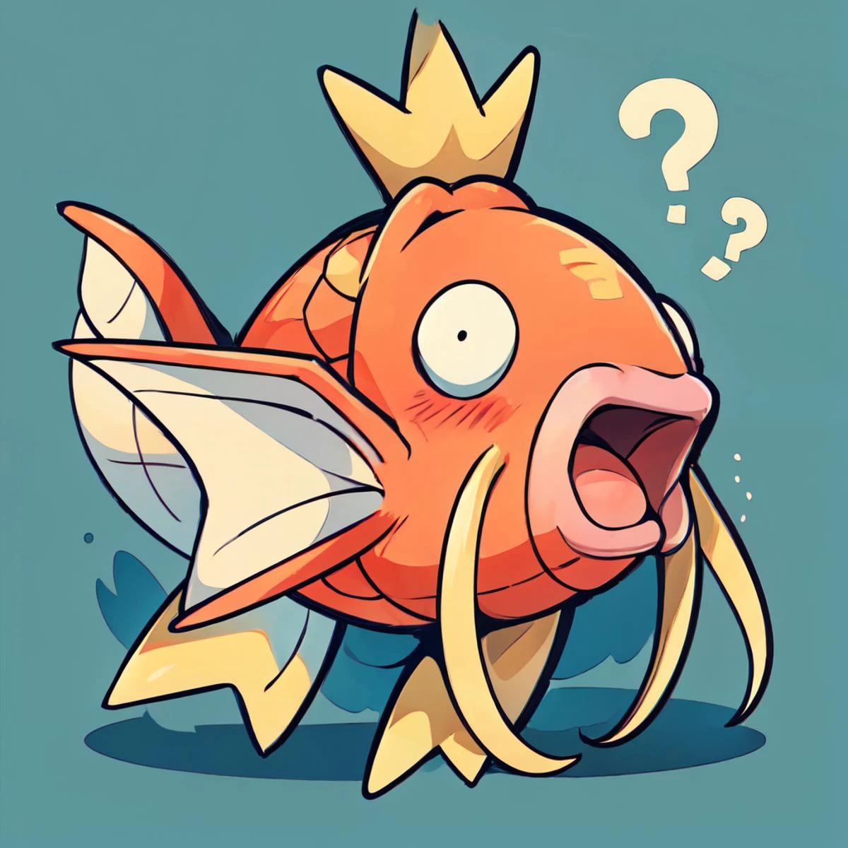 <lora:Kawaii:0.6>, solo, blush, smile, <lora:Magikarp_Pokemon-15:0.8>, Magikarp_Pokemon, simple background,
