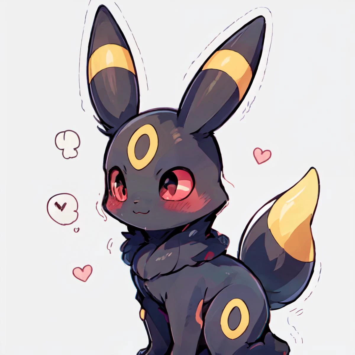 <lora:Kawaii:0.6>, solo, blush, smile, <lora:Umbreon_Pokemon_Anime:0.8>, Umbreon_Pokemon, simple background,