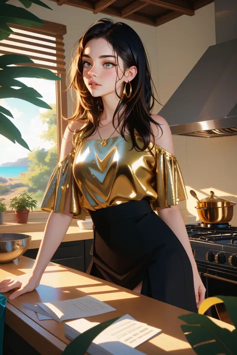 tv_Trixie_Talbot_MXAI, (architecture art stylized by Sverre Fehn:1.2) , professional Renderman, best quality, Long exposure of a [ShÅwa Era:Egyptian:6] ([Poplar|kitchen]:1.3) , the kitchen is very Intensive and Angelic, it is covered in Flames, it is anthropomorphic reimagined as a D&D character, inside a 16-Bit foliage, dense jungle and nature, Summer, shallow depth of field, Simple illustration, Evil, elegant, Punk Art, Warm lighting, F/14, Electic Colors, Gold Leafing, moody, arthouse, 64K