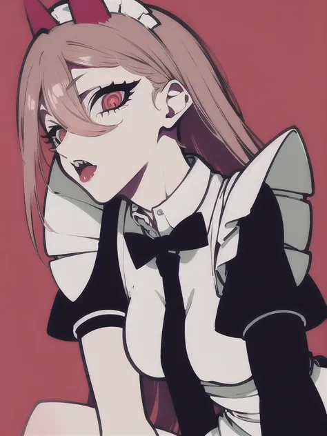 masterpiece, best quality, 1girl, solo, long_hair, looking_at_viewer, bangs, simple_background, long_sleeves,  hair_between_eyes, jewelry, closed_mouth, monochrome, upper_body, frills, puffy_sleeves, fingernails, maid, maid_headdress, ring, red_nails, purple_background, <lora:mochidukekei:1>