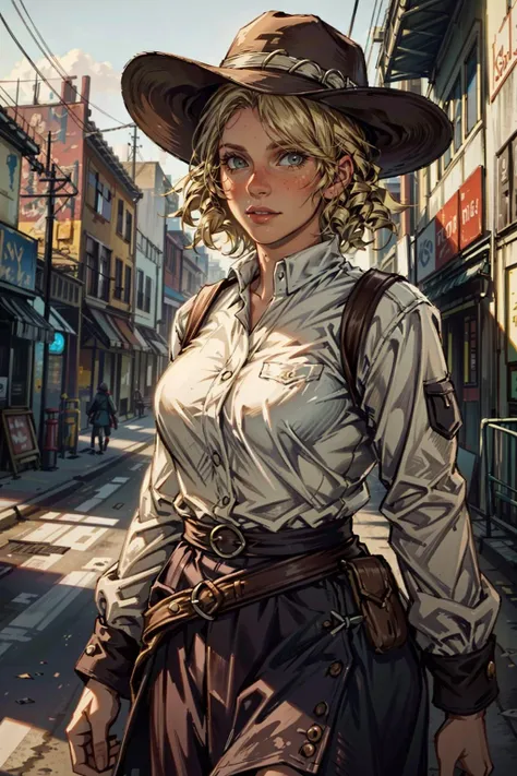 (masterpiece, best quality:1.3)
<lora:epi_noiseoffset2:1> <lora:add_detail:0.7> <lora:RDRKarenJones:0.7>
RDRKarenJones, 1girl, solo, blonde hair, cowboy western, upper body , futuristic cityscape, afternoon, sleek and high-tech with a mix of natural and artificial light walking in the desert with