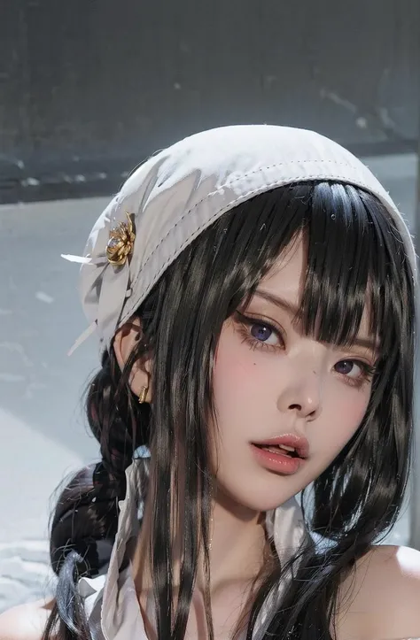 1girl, best quality, nsfw, ultra-detailed, black hair, masterpiece, finely detail, highres, 8k wallpaper, naked, white skin <lora:Vinnegal:0.85>