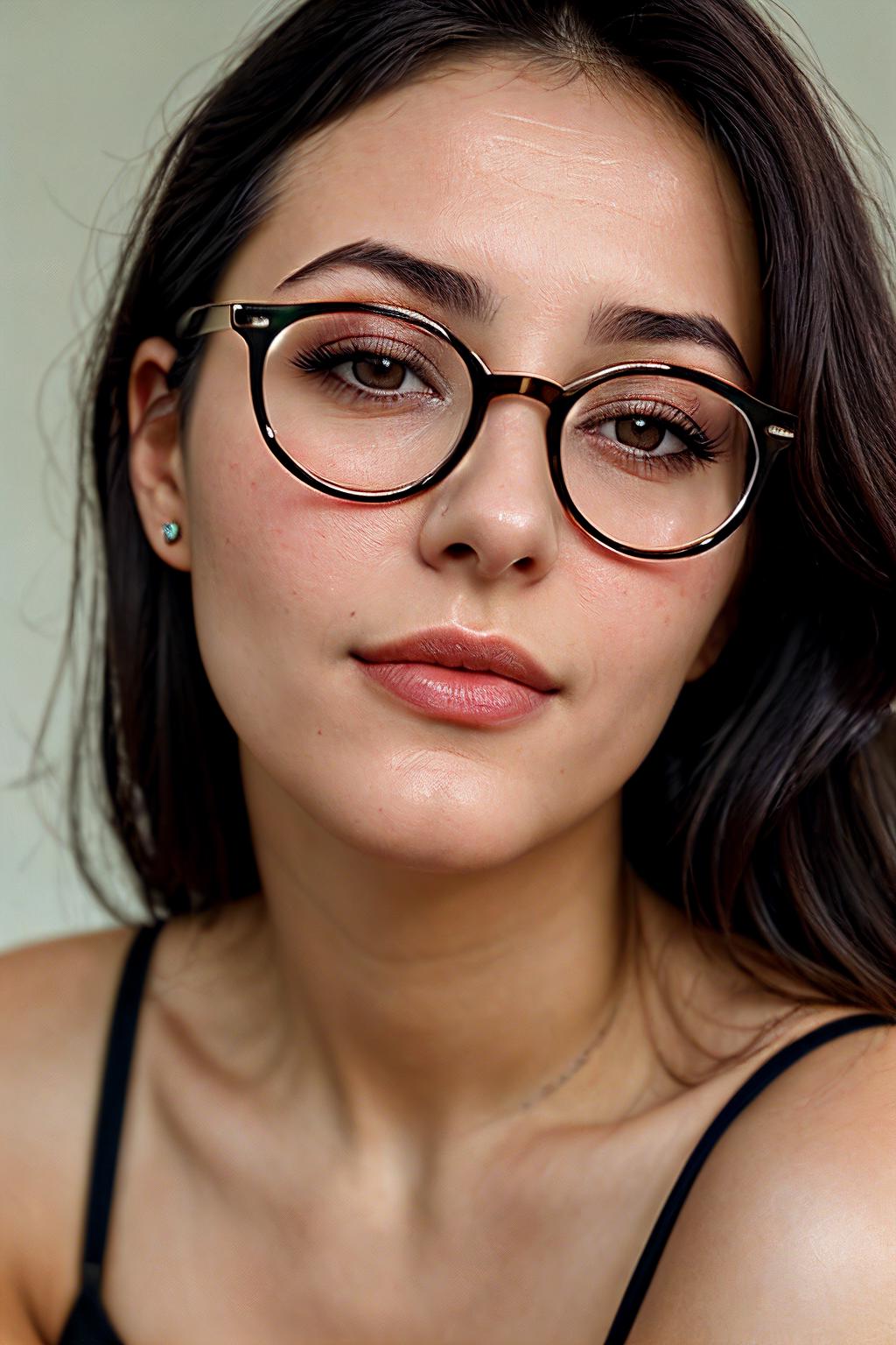 Arafed woman with glasses and a black top posing for a picture - SeaArt AI