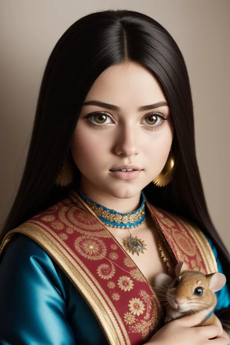 1girl, [ (photography art by David LaChapelle:1.0) : (StanisÅaw Ignacy Witkiewicz:0.9) : (Carl Barks:1.2) : (Anita Malfatti:0.8) :1], epic Cinematic still, Rule of Thirds, Portrait of an athletic traditional Tunisian Doll ([Alain:Semisi:1]:1.3) , the Doll is very Disheartened and Illuminating, he is riding a Rat, he is in awe, in Artist Moto jacket, the Doll has Biopunk hair, the Doll has a Ruthless traditional TaishÅ Era contrasting colors Mutton Chops, Fur Scarf and Tattoos, lush hillside and Shooting star in background, Sun in the sky, in focus, Overdetailed art, Energetic, Cloisonnism, waning light, F/8, four colors, National Geographic, [Elemental|Ice] and Tech, realistic and detailed, highly detailed face, adobe lightroom, most beautiful artwork in the world, emotional, close-up