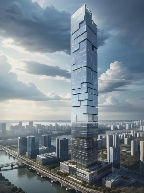 (masterpiece),(high quality), 1fujifilm xt100, super high-rise building, best quality, rain, thunder, super detailed, (full detail),(4k),8k,no humans, scenery, outdoors, window, road, sky, street, <lora:xsarchitectural-10superhighrisebuilding:0.8>