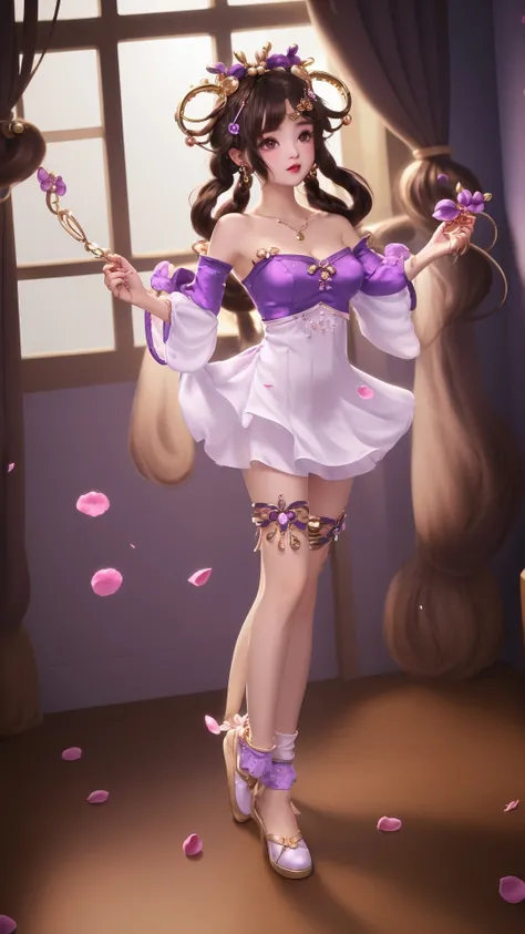 Ridiculous, high resolution, super detailed, (1 girl: 1.3),
High fork swimsuit, white tutu pantyhose, purple tutu, looming feet, bright classroom, slim, pretty dream girl, looming bright purple thigh socks, silky texture, lace stocking edge, real photo, detailed eyes, pretty eyes, blush, full body perspective, detailed face, big boobs, real photos, realistic human body, realistic skin texture, cleavage: 1.4, perfect light, perfect thighs, perfect calves, detailed face