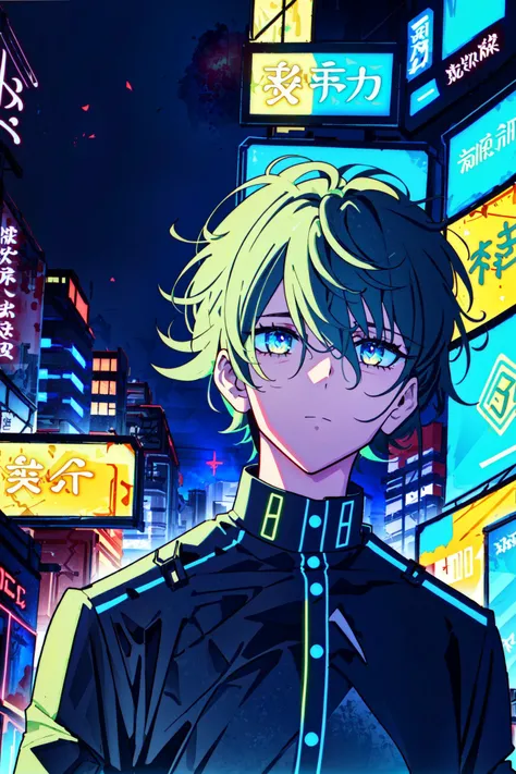 (Neon Dreams), day, bright sky, city, (leaning against wall,) (sci-fi, science fiction), (futuristic,neon theme, neon lights, bloom, bright lights), masterpiece, details, detailed, solo, young man , grey hair, (bright and vivid colors, mixes of warm and cool colors), expressive eyes, calm expression, visual details, horror, contrast, bright lights, dynamic and energetic atmosphere, slim, (( short hair:1.20)), eyes,
<lora:Neon_Dreams:0.80>,