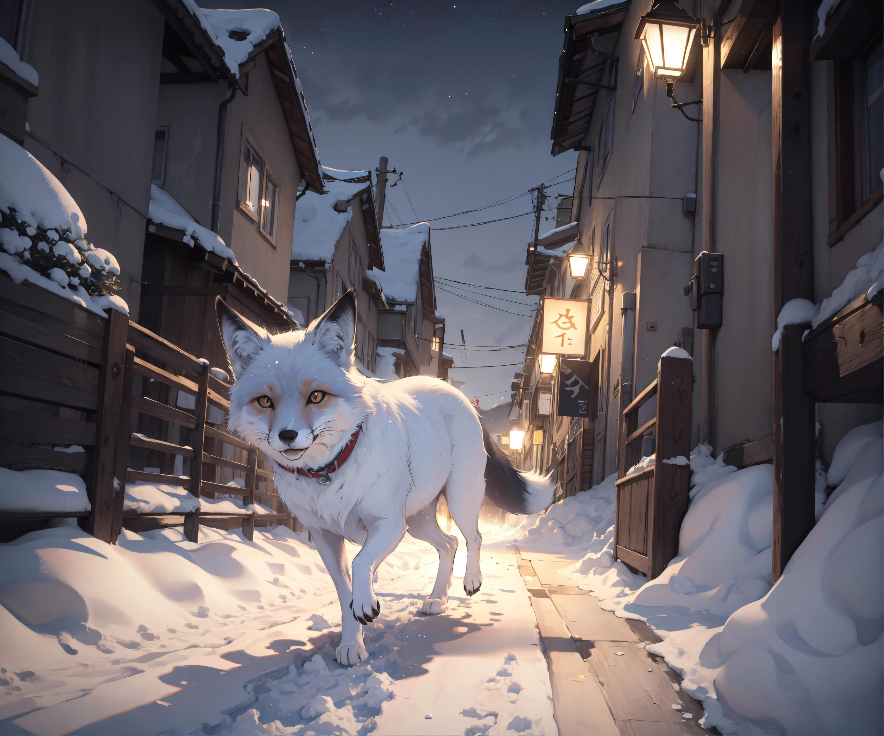 8k, 8k wallpaper, (an extremely delicate and beautiful:1.1), absurdres, (beautiful detailed eyes:1.3), (best illustration:1.1), (best quality:1.3), (best shadow:1.1), (cinematic lighting:1.2), detailed eyes, (detailed_light:1.1), (dreamy:1.1), (extremely detailed CG unity 8k wallpaper:1.1), highres, (masterpiece:1.3), official_art, ray tracing, (stylized:1.3), trending on artstation, (ultra_detailed:1.2)
fox, running, snow, night