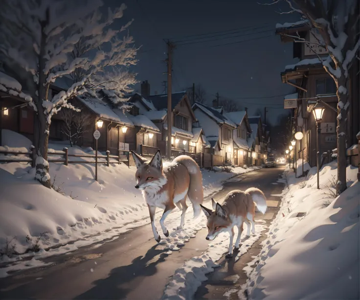 8k, 8k wallpaper, (an extremely delicate and beautiful:1.1), absurdres, (beautiful detailed eyes:1.3), (best illustration:1.1), (best quality:1.3), (best shadow:1.1), (cinematic lighting:1.2), detailed eyes, (detailed_light:1.1), (dreamy:1.1), (extremely detailed CG unity 8k wallpaper:1.1), highres, (masterpiece:1.3), official_art, ray tracing, (stylized:1.3), trending on artstation, (ultra_detailed:1.2)
fox, running, snow, night