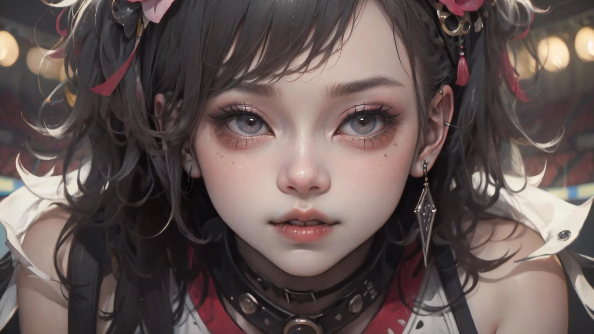 an awarded profesional photography of 1girl L0uS4nd01 with Curvy round body and Small Breasts with brown eyes eyes and Full eyebrows and Burgundy shoelace braid, The Sheer Peplum Top: Flaunting a trendy peplum top with sheer fabric, adding a touch of femininity to her ensemble one eye closed (winking), figure four sitting in A futuristic sports arena with advanced holographic displays and high-tech equipment ,(epic scene:1.3),ultradetialed character with perfect face,detailed skin,(ultrasharp:1.3),(masterpiece:1.1),best quality,(photorealistic:1.2),ultrarealistic,realistic ultradetailed character,4k perfect quality, <lyco:GoodHands-beta2:1> by by Josef Koudelka Bounce Lighting camera cropped legs Magnificent,Imperceptible detail,Intricately designed, (perfect quality face:1.5) hyper-detailed complex, insanely detailed, detailed clothes, detailed skin, detailed body,