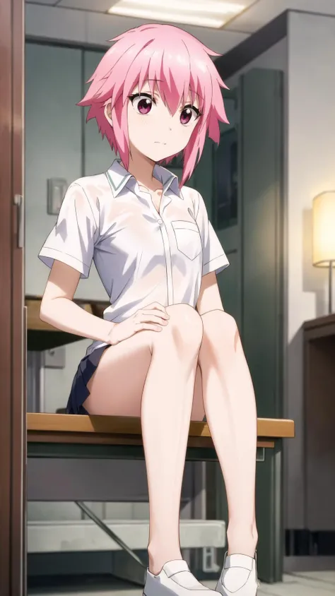 masterpiece, best quality, highres, BREAK,
,resolute face,cyberpunk hotel corridor midnight, , moonlight theme, , , ,, knees,BREAK, <lora:sakura-dfrag:0.8>, sakura mizukami, school uniform, white shirt
,