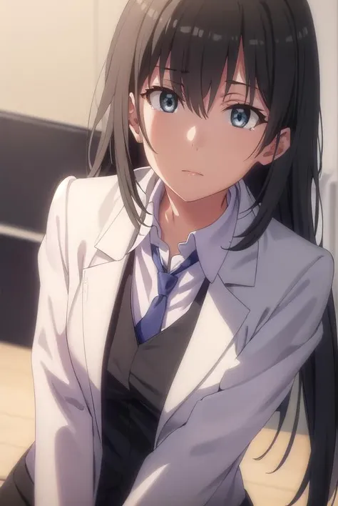 shizukahiratsuka, <lora:shizuka hiratsuka s2s3-lora-nochekaiser:1>,
shizuka hiratsuka, long hair, black hair, (black eyes:1.5),
BREAK necktie, belt, vest, labcoat, white labcoat,
BREAK indoors, classroom,
BREAK looking at viewer, (cowboy shot:1.5),
BREAK <lyco:GoodHands-beta2:1>, (masterpiece:1.2), best quality, high resolution, unity 8k wallpaper, (illustration:0.8), (beautiful detailed eyes:1.6), extremely detailed face, perfect lighting, extremely detailed CG, (perfect hands, perfect anatomy),