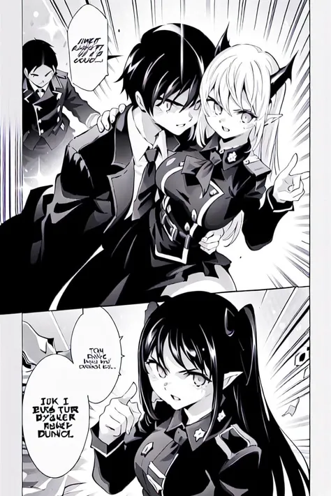 ((())), multiple girls, multiple boys, 1boy, male focus, uniform,upskirt, hentai, sexual,((dungeon seeker)), manga, comic, greyscale, monochrome,1girl,pointy ears,size difference,age difference, upper body focus,english text, speech bubbles, skeleton, hitman, <lora:Darkseal_Manga_Comic_TEIS1-4.15:.75> <lora:Darkseal_Dungeon_Seeker>, <lora:SlaveSecond:1.1>, looking at the viewer, super saiyan,eyes, index finger raised, short hair, open arms, open hug, claws, necktie, parody, realistic, horror (theme), long hair, 1girl, hair between eyes, no humans, formal , suit, close-up, parody