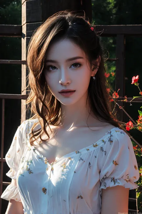 best quality, masterpiece, (photorealistic:1.4), Close up, 1 girl, Princess, upper body, Medieval, flowers around, forest background, sweet girl, IDOL, moon, -- Face Details:1.7 -- <lora:MoosMST3:1> <lora:Suzanna-01:1>