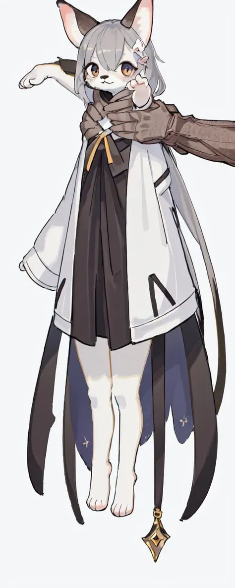 furry girl , High Quality, Masterpiece, <lora:LongcatMemeSolo:1>, incrslcmsolo, full body, simple background, white background,