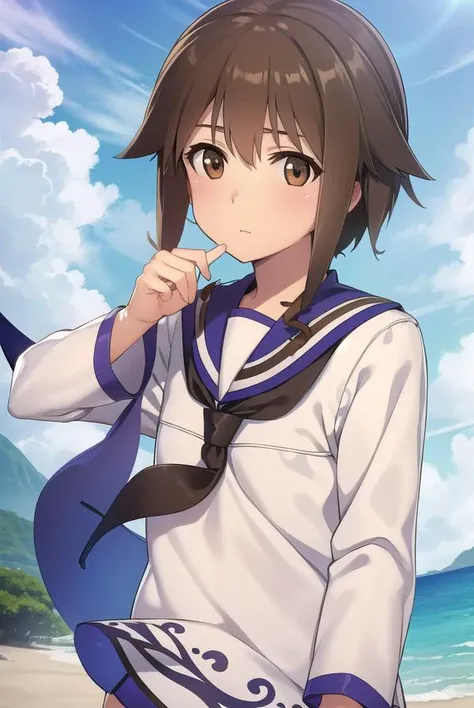 junkotakei, <lora:junko takei manga-lora-nochekaiser:1>,
junko takei, short hair, brown hair, (brown eyes:1.7), sidelocks,
BREAK school uniform, swimsuit, school swimsuit, swimsuit under clothes, serafuku, blue sailor collar, long sleeves,
BREAK outdoors, nature, forest, trees, grass, sun, sky, clouds,
BREAK looking at viewer,
BREAK <lyco:GoodHands-beta2:1>, (masterpiece:1.2), best quality, high resolution, unity 8k wallpaper, (illustration:0.8), (beautiful detailed eyes:1.6), extremely detailed face, perfect lighting, extremely detailed CG, (perfect hands, perfect anatomy),