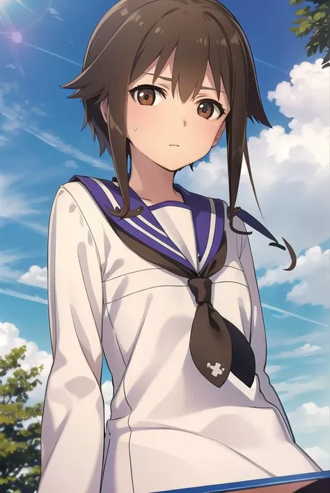 junkotakei, <lora:junko takei manga-lora-nochekaiser:1>,
junko takei, short hair, brown hair, (brown eyes:1.7), sidelocks,
BREAK school uniform, swimsuit, school swimsuit, swimsuit under clothes, serafuku, blue sailor collar, long sleeves,
BREAK outdoors, nature, forest, trees, grass, sun, sky, clouds,
BREAK looking at viewer,
BREAK <lyco:GoodHands-beta2:1>, (masterpiece:1.2), best quality, high resolution, unity 8k wallpaper, (illustration:0.8), (beautiful detailed eyes:1.6), extremely detailed face, perfect lighting, extremely detailed CG, (perfect hands, perfect anatomy),