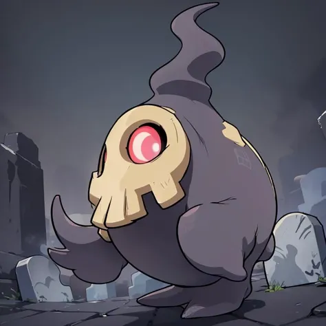 ((masterpiece,best quality)), absurdres,
<lora:Duskull_Pokemon_Anime:0.8>, Duskull_Pokemon, no humans, pokemon \(creature\), side view,
solo, smiling, looking at viewer,
purple theme, graveyard in background,