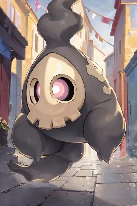 ((masterpiece,best quality)), absurdres,
<lora:Duskull_Pokemon_Anime:1>, Duskull_Pokemon, no humans, pokemon \(creature\), , traditional_youkai,
solo, smiling, looking at viewer,
purple theme, graveyard in background,