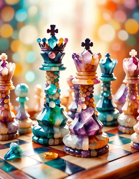 digital art, Chess board made of ral-ntrgmstn, at Townhouse, dramatic light, bokeh, Pastel Colors, <lora:ral-ntrgmstn:1>, Kindhearted