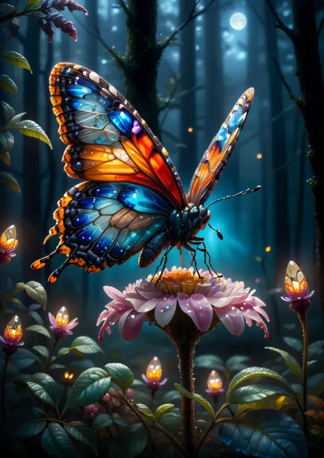amazing quality, masterpiece, best quality, hyper detailed, ultra detailed, UHD, depth of field,
butterfly, parking on floret, night, magic forest, fog, firefly, transparent and polishing ral-ntrgmstn, on side, darkness,
<lora:ral-ntrgmstn:1.2>,
<lora:add-detail-xl:0.8>,
<lora:quality1:0.8>,
