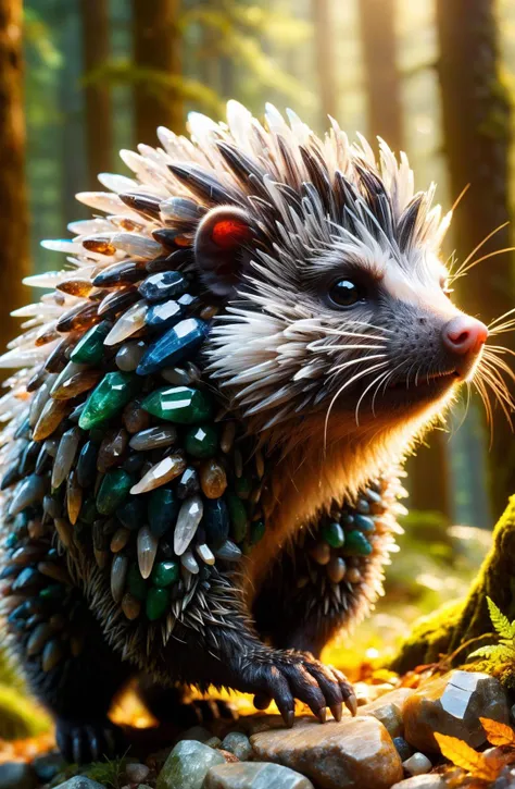 amazing quality, masterpiece, best quality, hyper detailed, ultra detailed, UHD, depth of field, cinematic lighting, sunny,
porcupine, run wildly, forest,
wandering on rocky terrain,
transparent and polishing,
<lora:ral-ntrgmstn-sdxl:0.85>, ral-ntrgmstn,
<lora:add-detail-xl:0.8>,
<lora:EnvyBetterHiresFixXL01:0.8>,