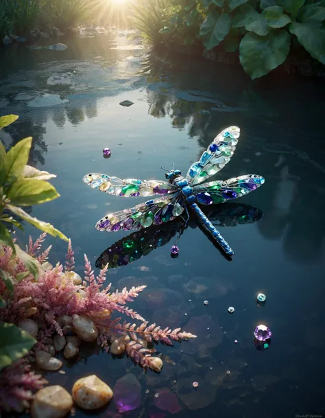 A serene summer river flows gently through a lush green landscape. Dragonflies with iridescent wings skim the surface of the water, occasionally landing on reeds that sway in the gentle breeze. The sun shines brightly overhead, casting dappled shadows across the water's surface. In the distance, ral-ntrgmstn gemstones glimmer and sparkle, reflecting the light like diamonds. These precious stones are scattered throughout the riverbed, adding a touch of luxury to this idyllic scene. The ral-ntrgmstn gems come in various shades of blue, green, and purple, each one unique and captivating. As you gaze upon this breathtaking view, you can't help but feel a sense of peace and tranquility wash over you. The ral-ntrgmstn gemstones add an extra layer of magic to this already enchanting scene, making it truly unforgettable.